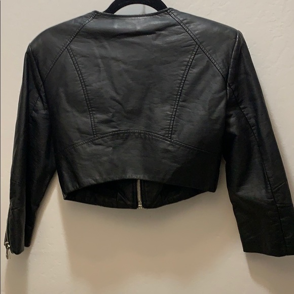 Bebe Crop Black Leather Jacket - Picture 6 of 7